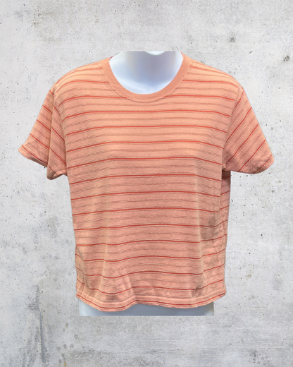 L.L. Bean Peach Striped Crop Tee - XS