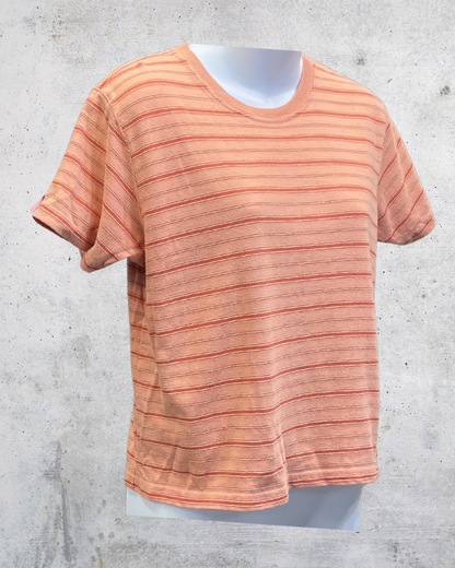 L.L. Bean Peach Striped Crop Tee - XS