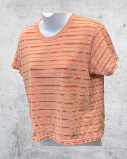 L.L. Bean Peach Striped Crop Tee - XS