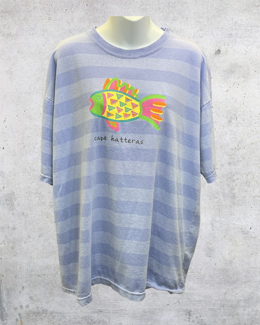 Vintage Cape Hatteras Fish Stripe Tee - Large