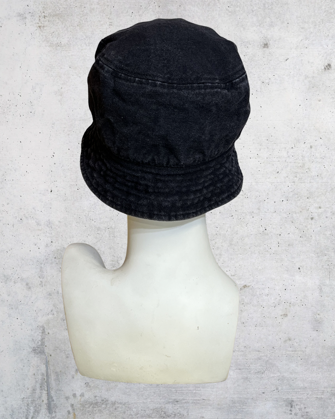 Y2K Subdued Black Bucket Hat Red Dragon Embroidery - One Size