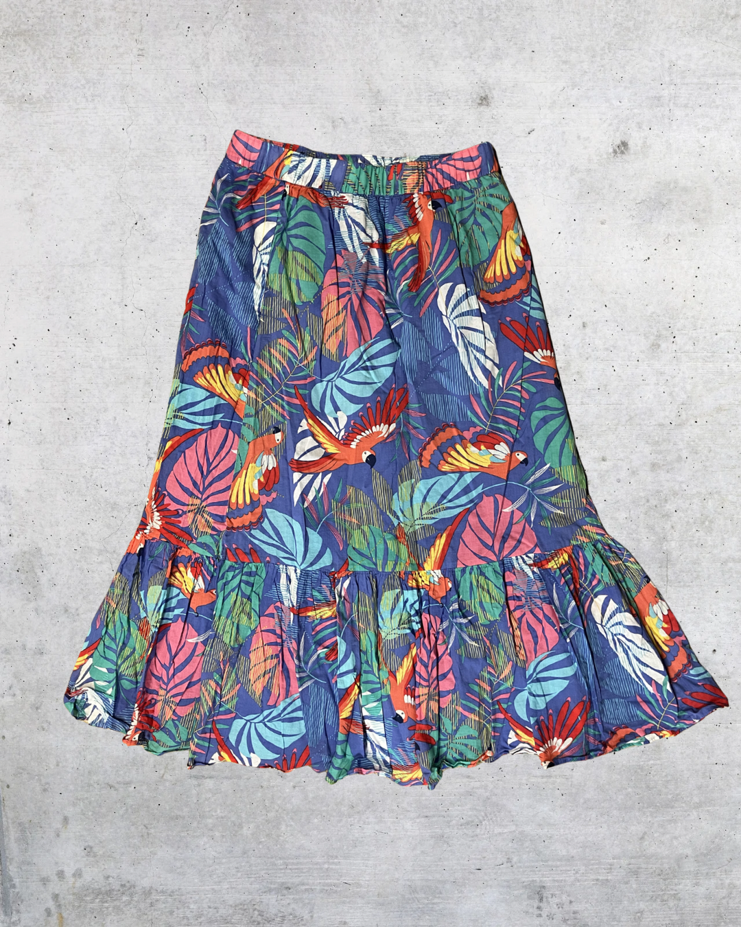 Talbots Tropical Parrot Print Cotton Midi Skirt - Petite Medium