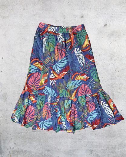 Talbots Tropical Parrot Print Cotton Midi Skirt - Petite Medium