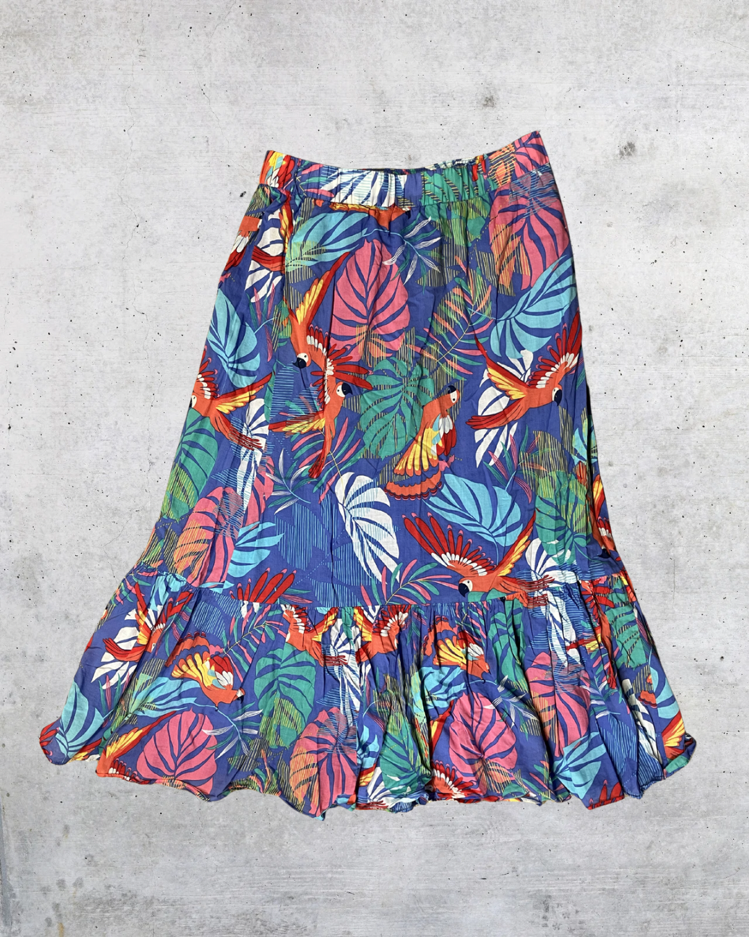 Talbots Tropical Parrot Print Cotton Midi Skirt - Petite Medium