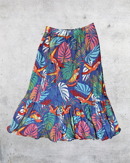 Talbots Tropical Parrot Print Cotton Midi Skirt - Petite Medium