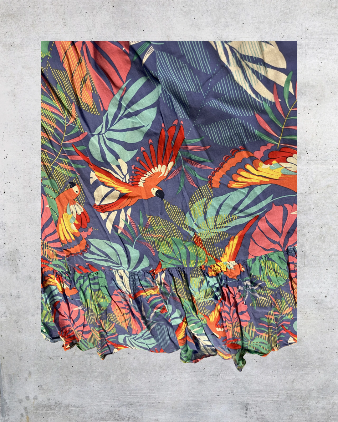 Talbots Tropical Parrot Print Cotton Midi Skirt - Petite Medium