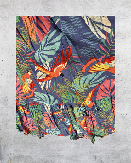 Talbots Tropical Parrot Print Cotton Midi Skirt - Petite Medium