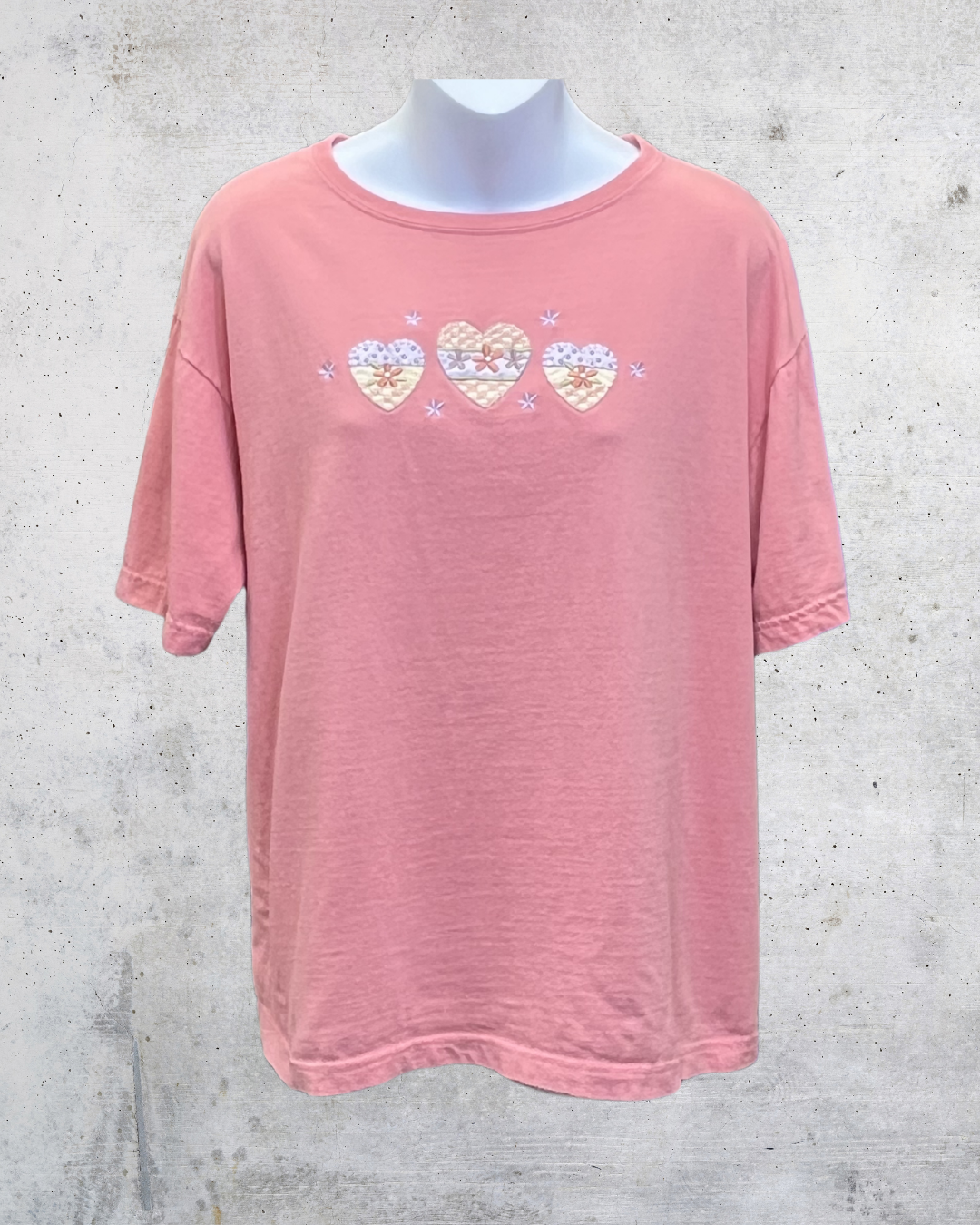 Top Stitch by Morning Sun Pink Heart Tee - Large
