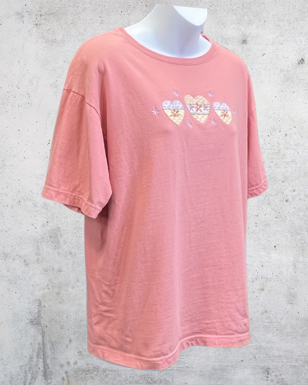 Top Stitch by Morning Sun Pink Heart Tee - Large