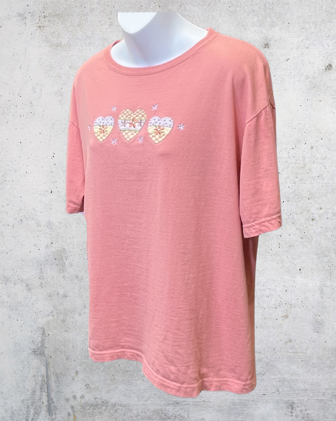 Top Stitch by Morning Sun Pink Heart Tee - Large