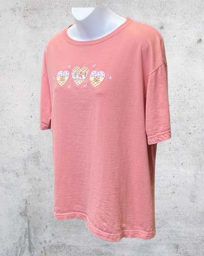 Top Stitch by Morning Sun Pink Heart Tee - Large