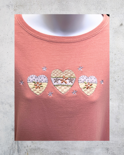 Top Stitch by Morning Sun Pink Heart Tee - Large