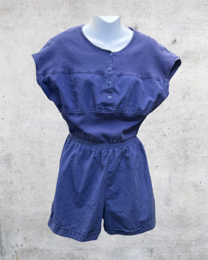 Vintage 90s Wild Honey Navy Blue Cotton Romper - Small