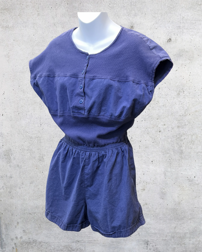 Vintage 90s Wild Honey Navy Blue Cotton Romper - Small