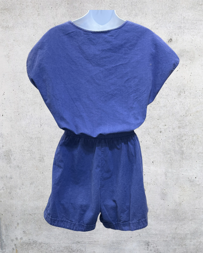 Vintage 90s Wild Honey Navy Blue Cotton Romper - Small