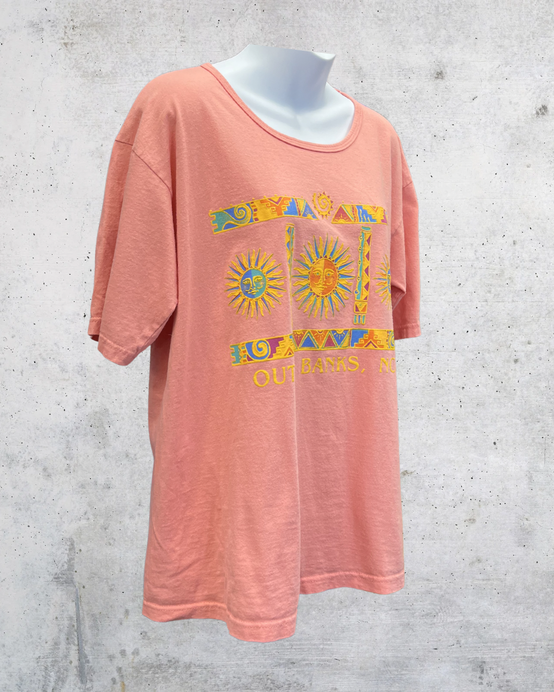 Vintage 90s Outer Banks NC Sun Graphic Tee - Large