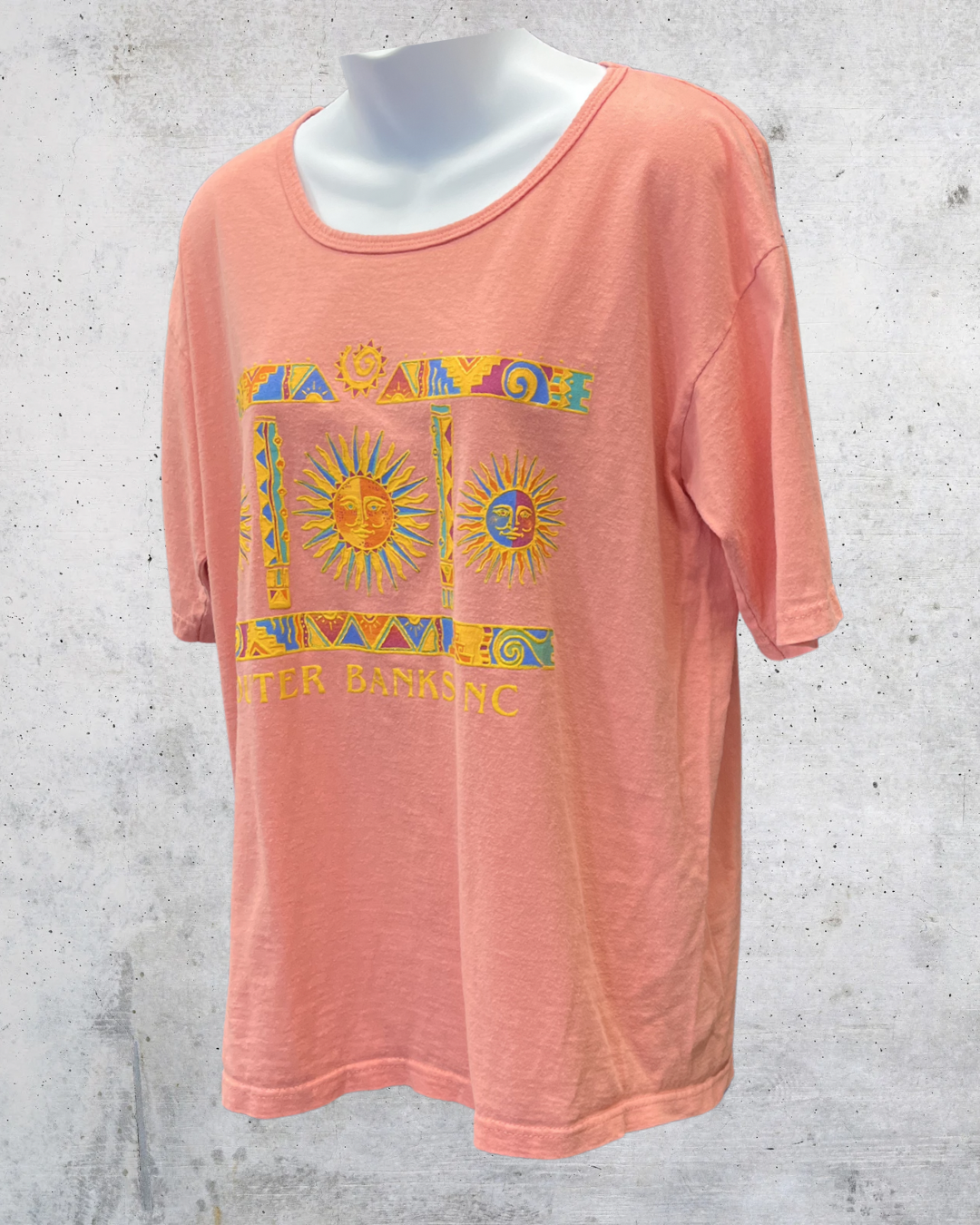 Vintage 90s Outer Banks NC Sun Graphic Tee - Large
