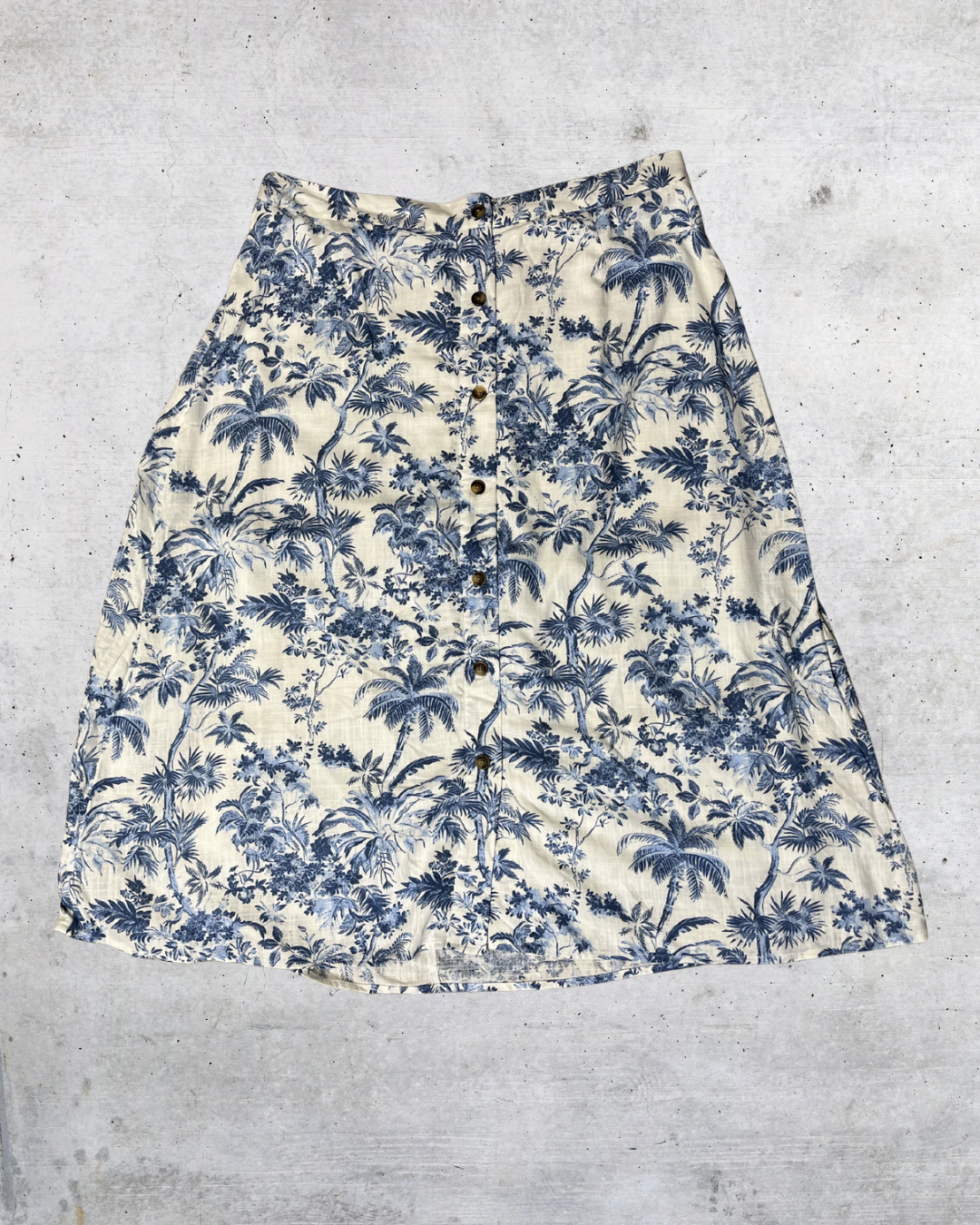 Lauren Conrad Tropical Palm Print Button Front Midi Skirt - XL