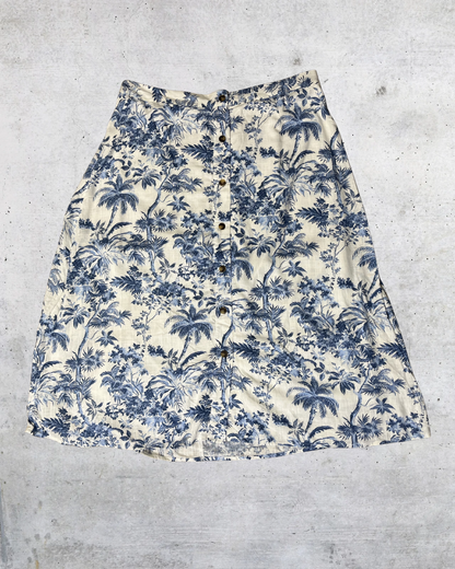 Lauren Conrad Tropical Palm Print Button Front Midi Skirt - XL
