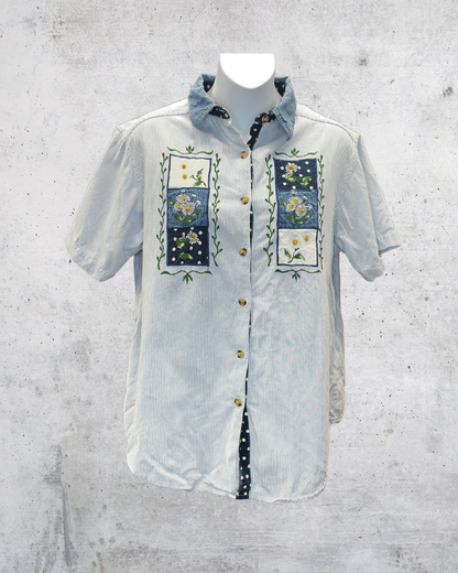 Vintage Casey & Max Daisy Patchwork Shirt - Medium