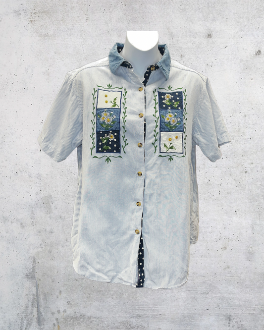 Vintage Casey & Max Daisy Patchwork Shirt - Medium