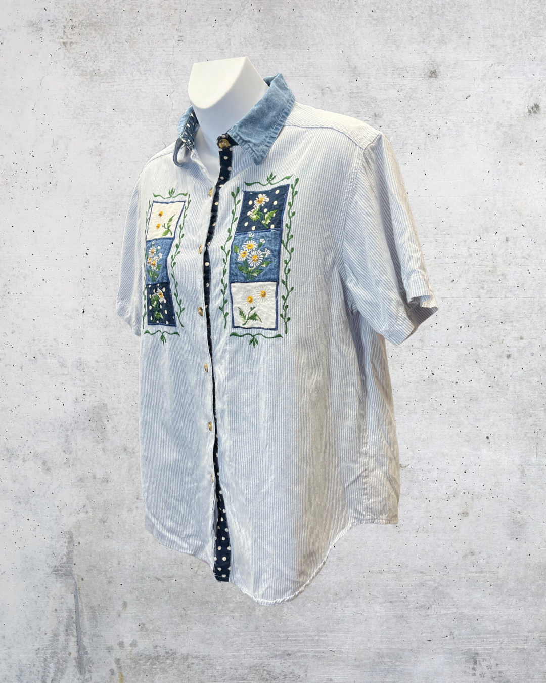 Vintage Casey & Max Daisy Patchwork Shirt - Medium