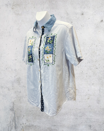 Vintage Casey & Max Daisy Patchwork Shirt - Medium