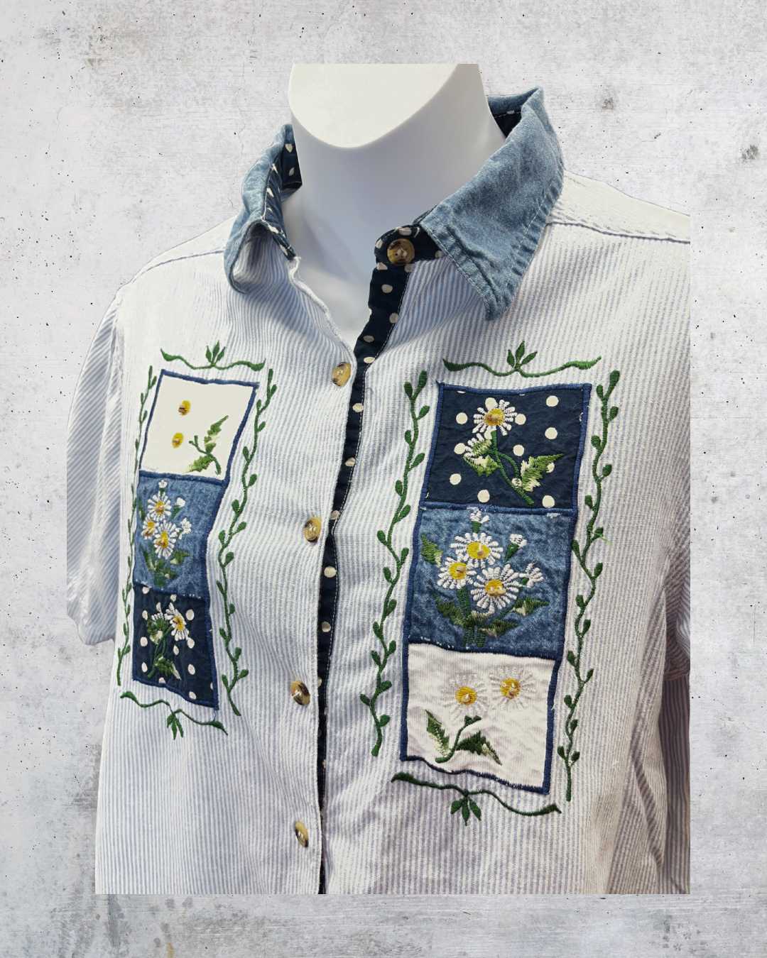 Vintage Casey & Max Daisy Patchwork Shirt - Medium