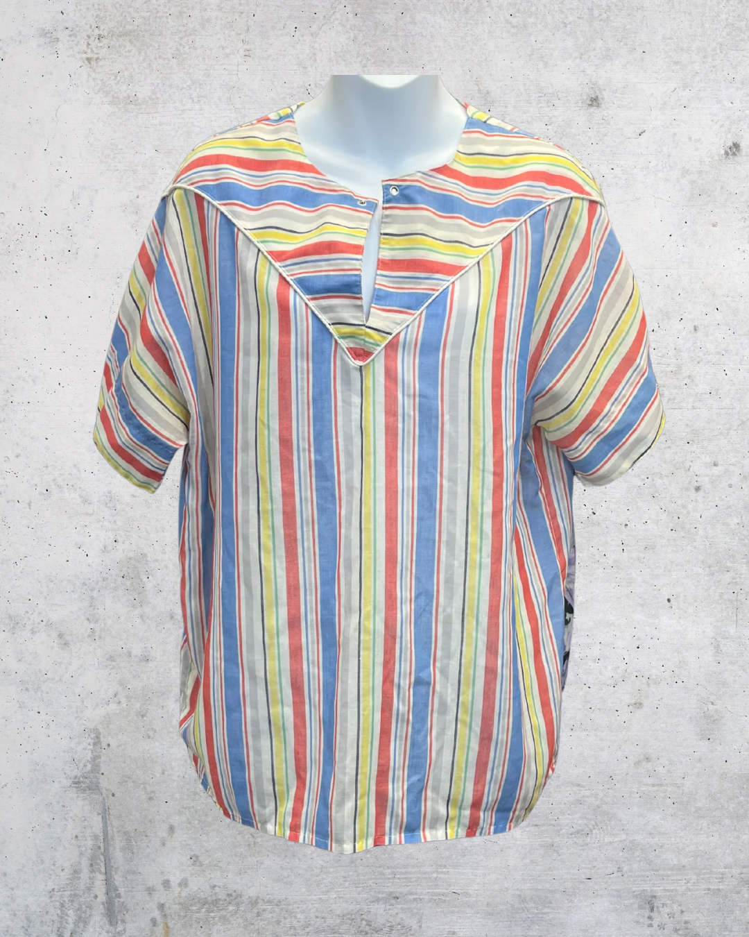 Vintage 80s Donnkenny Rainbow Stripe Sailor Top - XL