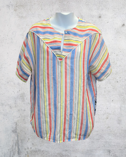 Vintage 80s Donnkenny Rainbow Stripe Sailor Top - XL