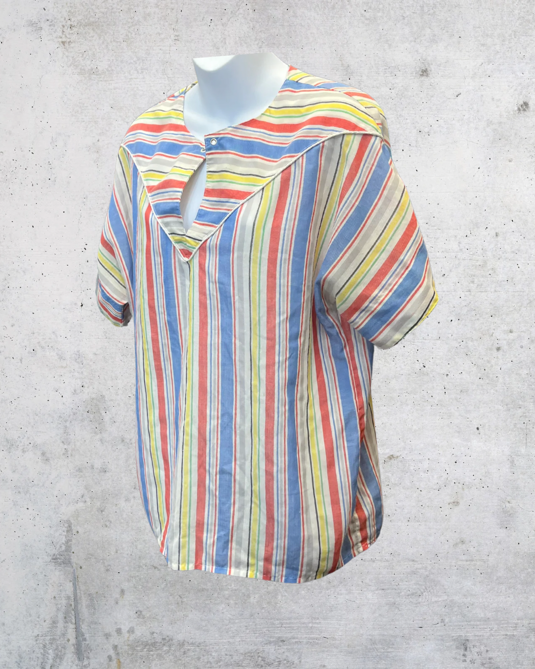 Vintage 80s Donnkenny Rainbow Stripe Sailor Top - XL