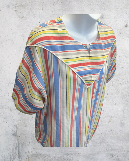 Vintage 80s Donnkenny Rainbow Stripe Sailor Top - XL