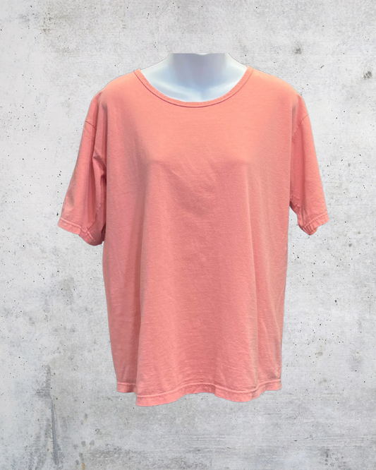 Vintage 90s Anvil Coral Pink Basic Tee - Large