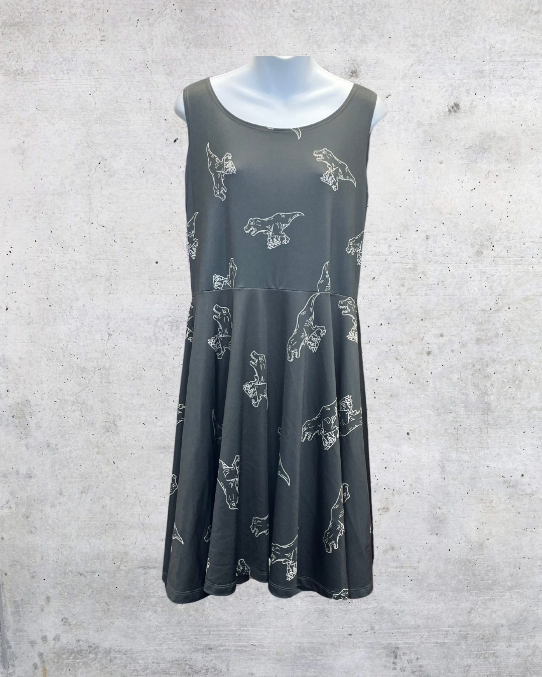 COWCOW T-Rex Dinosaur Fit & Flare Dress – XL