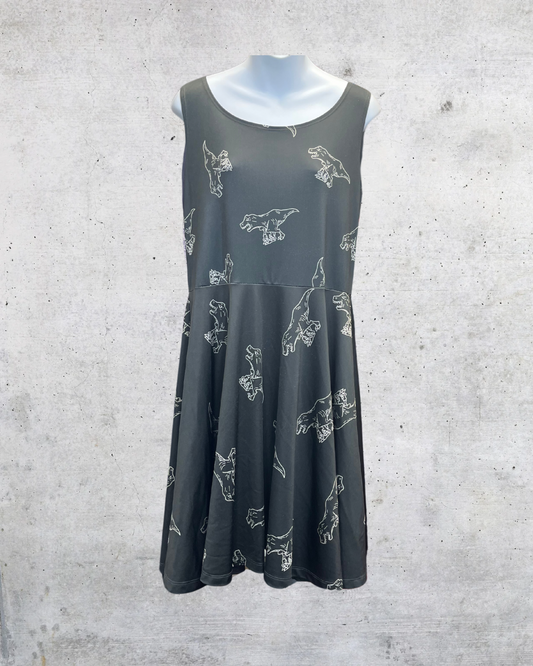 COWCOW T-Rex Dinosaur Fit & Flare Dress – XL