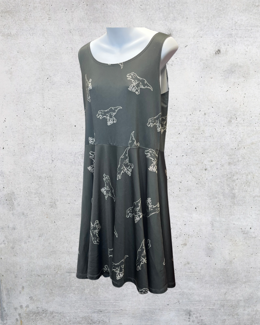 COWCOW T-Rex Dinosaur Fit & Flare Dress – XL