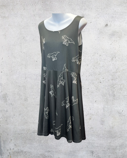 COWCOW T-Rex Dinosaur Fit & Flare Dress – XL
