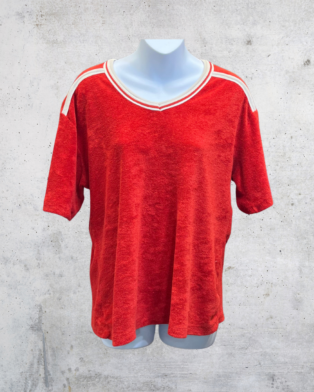 Vintage 70s Red Terry Cloth Tennis Shirt - Medium