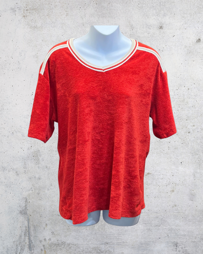 Vintage 70s Red Terry Cloth Tennis Shirt - Medium