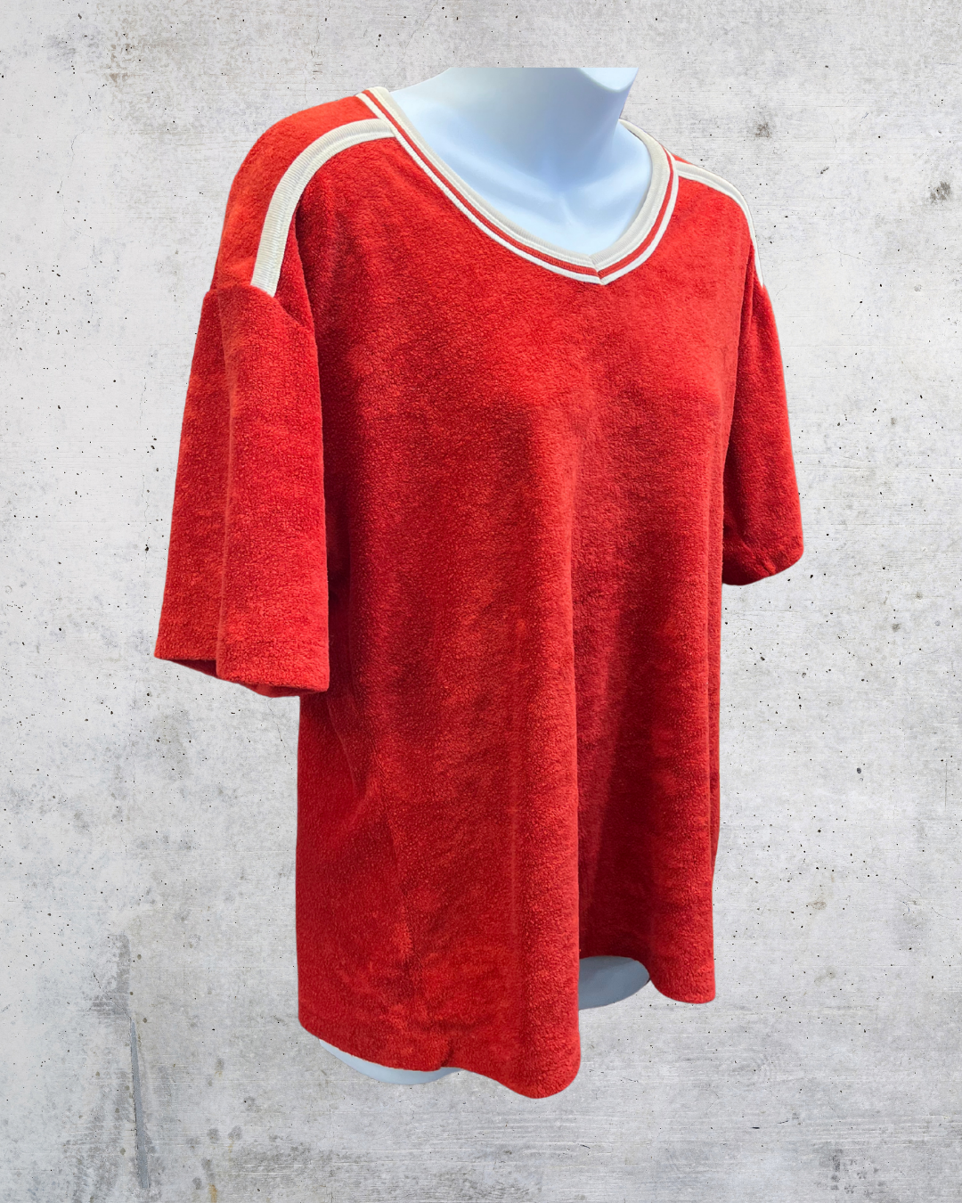 Vintage 70s Red Terry Cloth Tennis Shirt - Medium