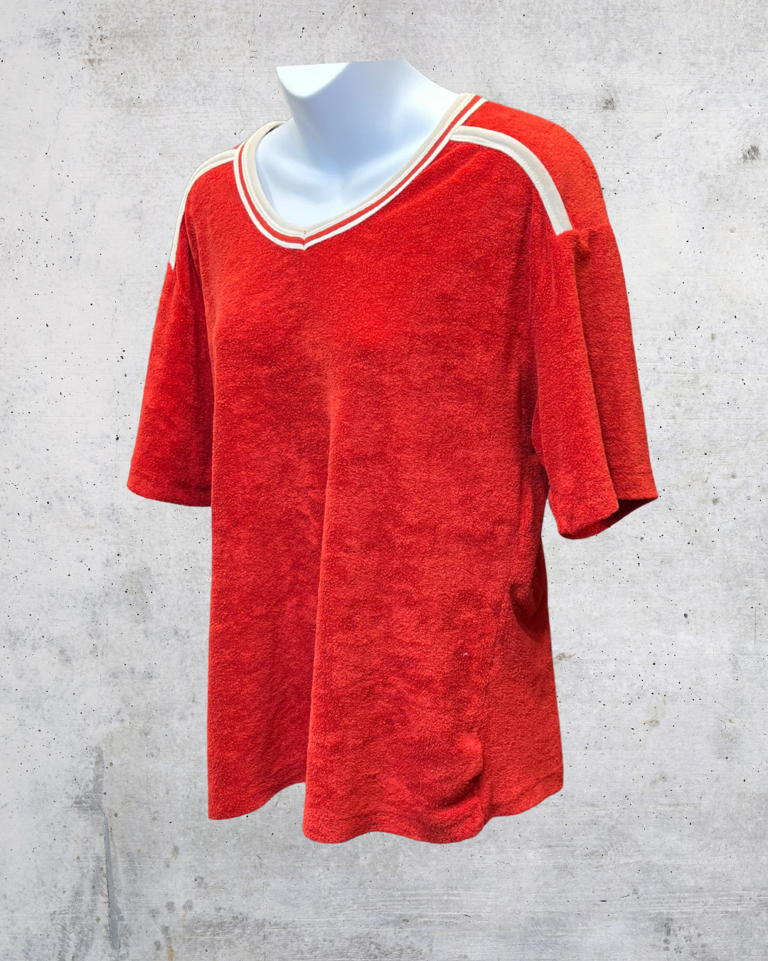 Vintage 70s Red Terry Cloth Tennis Shirt - Medium