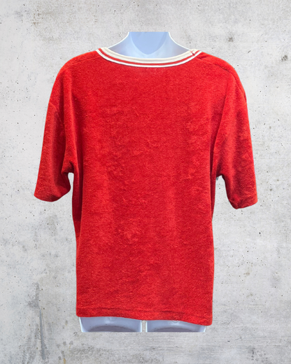 Vintage 70s Red Terry Cloth Tennis Shirt - Medium