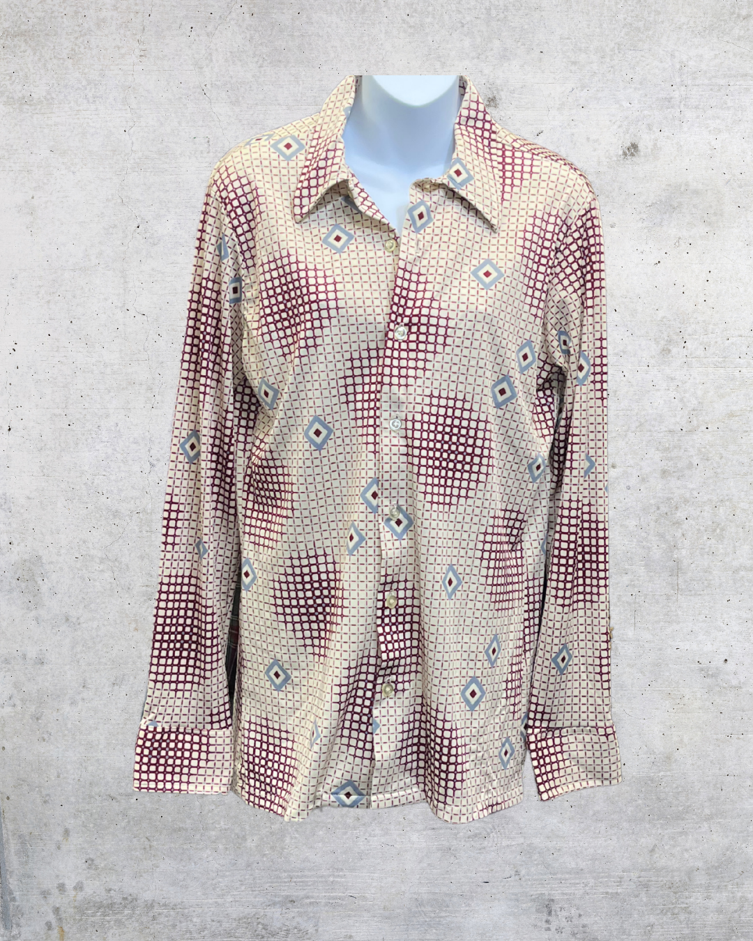 Vintage 70s Kingsport Geometric Disco Shirt - Medium