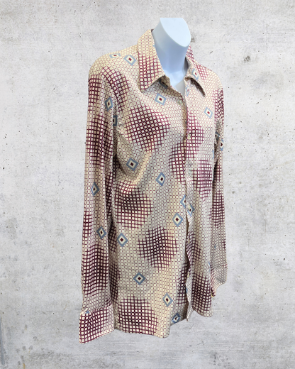 Vintage 70s Kingsport Geometric Disco Shirt - Medium