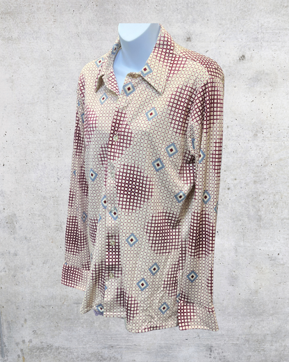 Vintage 70s Kingsport Geometric Disco Shirt - Medium