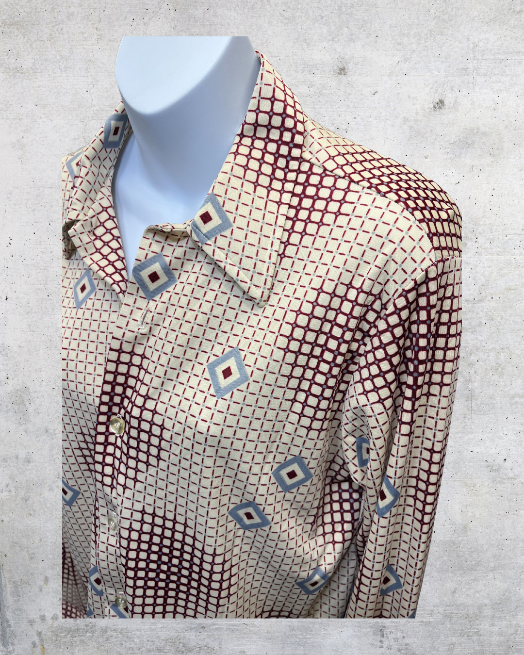 Vintage 70s Kingsport Geometric Disco Shirt - Medium