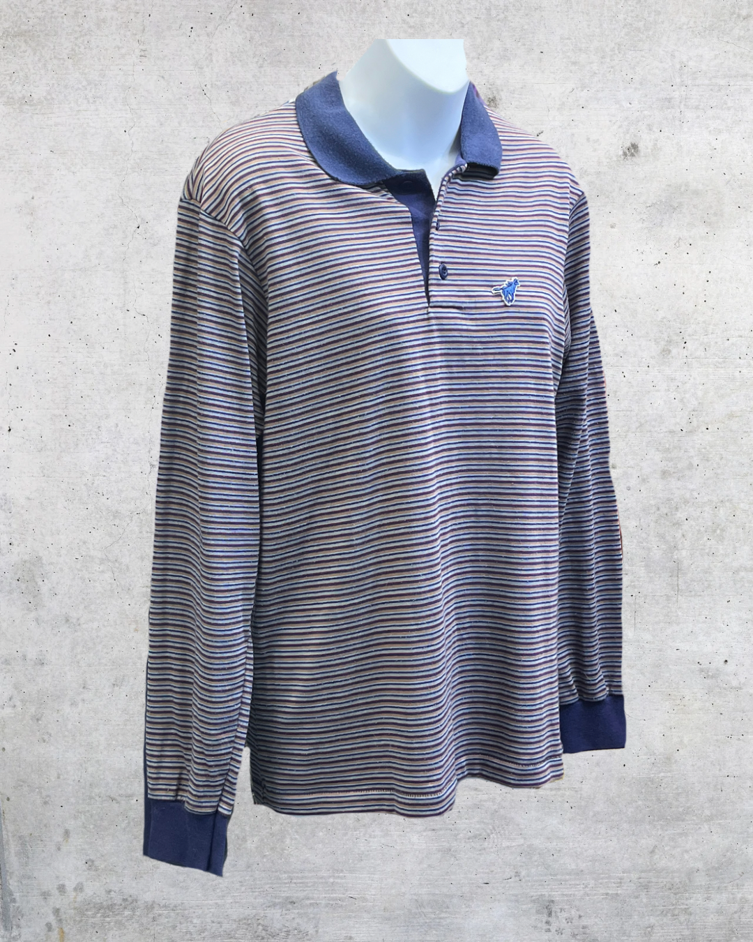 Vintage Wrangler USA Striped Long Sleeve Polo - Medium