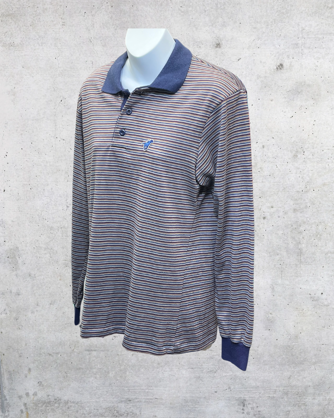 Vintage Wrangler USA Striped Long Sleeve Polo - Medium