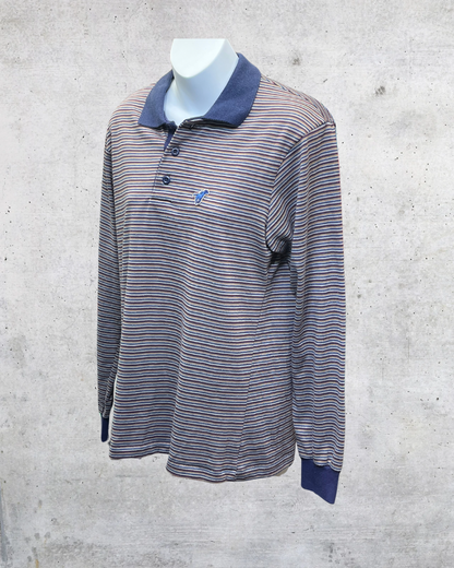 Vintage Wrangler USA Striped Long Sleeve Polo - Medium