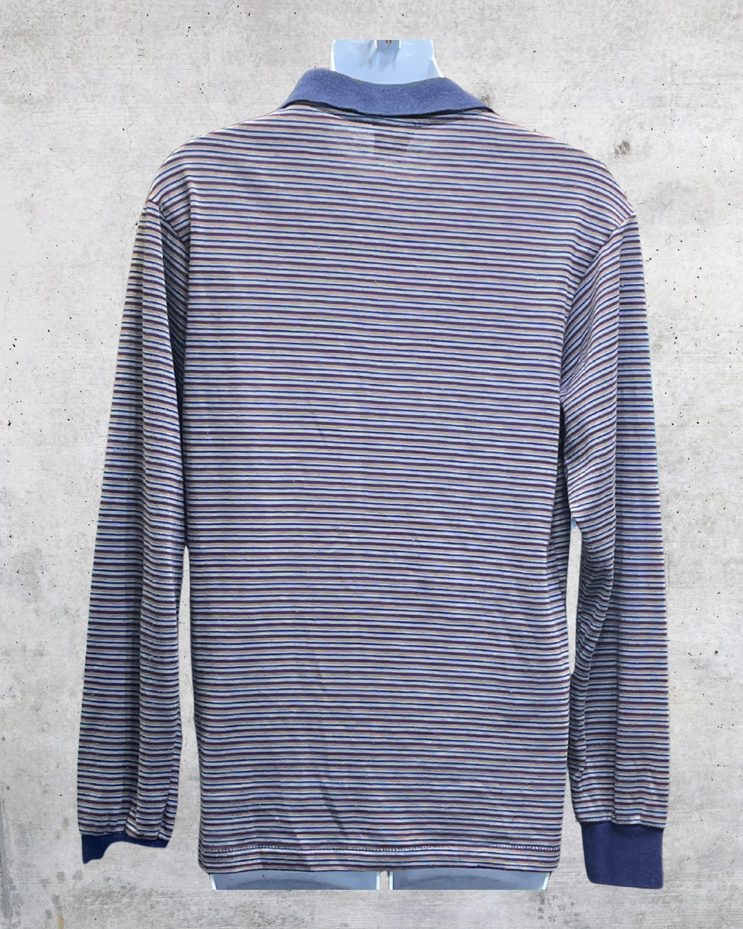 Vintage Wrangler USA Striped Long Sleeve Polo - Medium